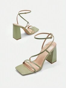 SHEIN BIZwear Women's High Heel Sandals - Green - View 5