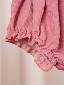 Baby Girls' Button-Front Long Sleeve T-Shirt And Ruffle-Trimmed Shorts Set - Purple - View 6