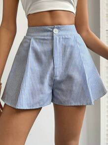 SHEIN Essnce Sọc Quần short - Màu xanh lam - Xem 1