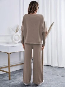 SHEIN Essnce 2入組純色毛衣套裝 - 深灰色 - 查看 2