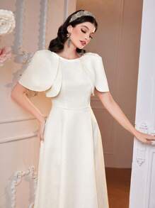 Modelyn Puff Texture Dress Without Waist Belt