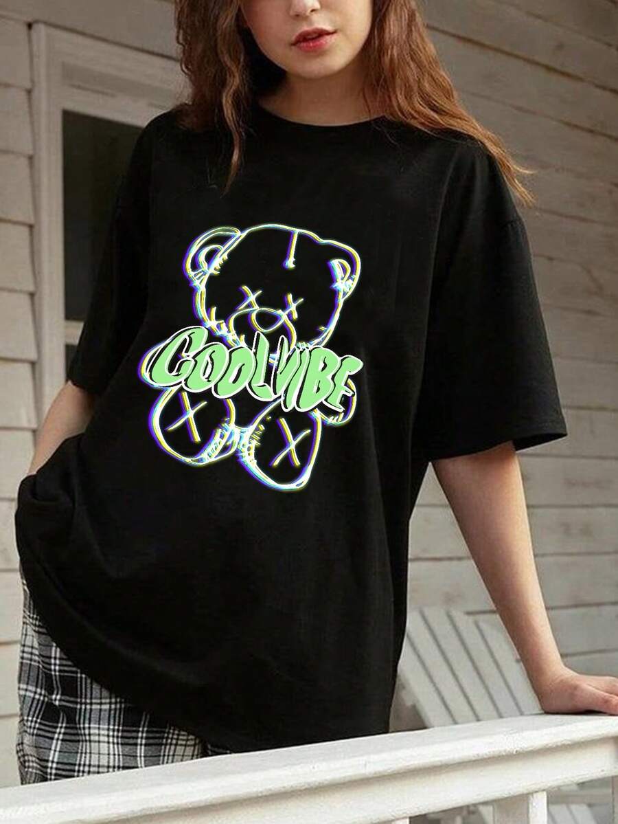 Flirla 加大碼女士短袖圓領 T 恤