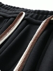 男士字母印花束口休閒褲 - 黑色 - 查看 5