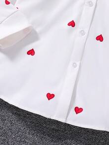 青少女愛心印花襯衫 - 白色 - 查看 4