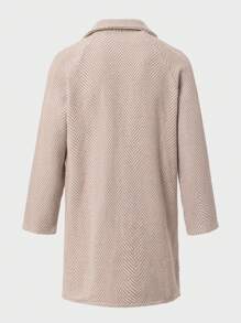 SHEIN Cottnline Men'S Herringbone Pattern Raglan Sleeve Overcoat - Beige - View 2