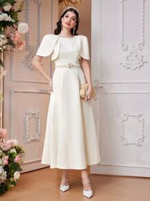 Modelyn Puff Texture Dress Without Waist Belt