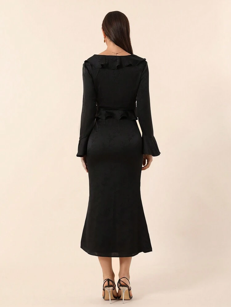 Ruffle Trim Cropped Top And Skirt Set