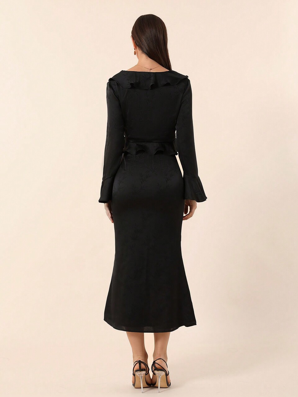 Ruffle Trim Cropped Top And Skirt Set