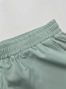 Manfinity Homme Men'S Plus Size Cargo Pants With Zipper Decorated & Elastic Cuff - Mint Green - View 3