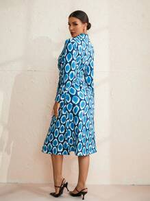 Aveloria Full Printed Long Sleeve Wrap Dress - Multicolor - View 2