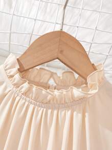 SHEIN Leap Crew Tween Girl Elegant Woven Colorblock Patchwork Jacquard Stand Collar One-Piece Dress