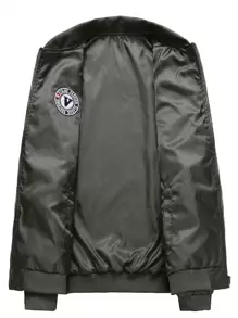 Men Long Sleeve Reversible Letter Patched Zip Up Bomber Jacket, For Fall - Army Green - View 7