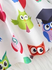 Infant Girls' Spring Owl Printed Cute Daily Casual Dress