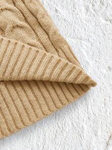 Flirla Kích thước lớn Của phụ nữ Thanh lịch Cổ cao Kim cương & Mô hình bàn cờ Xoắn Dan Áo len Bộ Đối với Mùa thu Và Mùa Đông - Lạc đà - Xem 3