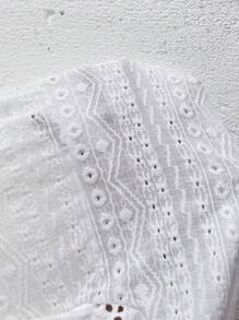 EMERY ROSE Camiseta De Mujer Con Escote De Muesca Bordada - Blanco - Ver 7