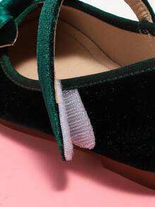 女孩復古絲絨蝴蝶結公主平底鞋方頭適合學生演出 - 綠色 - 查看 4