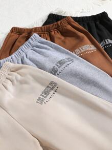 Teen Girls' 4pcs Elastic Waist Letter Print Sweatpants - Multicolor - View 5