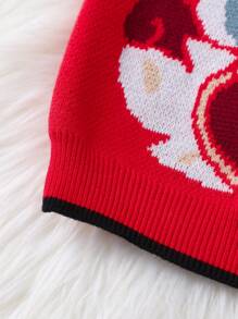 Hàng mới đến Mùa Thu Mùa Đông Hoạt hình Mô hình Dễ thương Áo len Đối với Bé trai - Đỏ - Xem 5