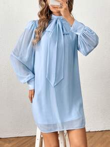 SHEIN Clasi Của phụ nữ Ống tay áo Thẳng Váy ống - Màu xanh lam - Xem 1