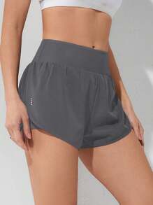 Exploreva 女士纯色运动短裤毛衣短裤 - 灰色 - 查看 5