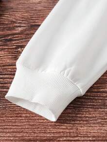 SHEIN EZwear 女士白色帽衫，背部設計心形圖案，休閒合身，情人節 - 白色 - 查看 4