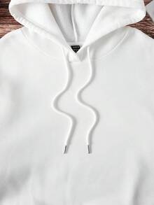 SHEIN EZwear 女士白色帽衫，背部設計心形圖案，休閒合身，情人節 - 白色 - 查看 6