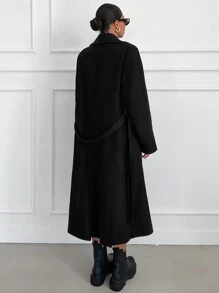 EURMUSE Lapel Collar Belted Wrap Coat