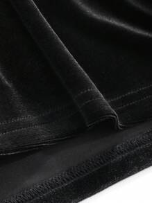 FRIFUL Của phụ nữ Lông cừu Tay áo dài Áo thun - màu đen - Xem 3