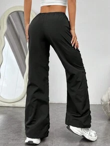 SHEIN Coolane Quý cô Xếp li Quần skinny Quần Thích hợp Cho mùa xuân Và Mùa hè Mặc - màu đen - Xem 2