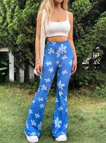 Soleia Floral Print Flare Leg Pants - Multicolor - View 4