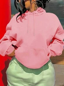 INAWLY 女士連帽絨毛運動衫 - 粉色 - 查看 1