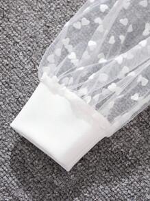 SHEIN Tween Girls Love Mesh Splicing Long Sleeve Two-Piece Set - Multicolor - View 5