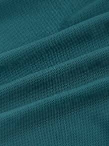 SHEIN ICON Lettuce Trim Decorated Strapless Top - Teal Blue - View 3