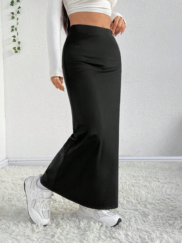 SHEIN EZwear Solid Color Mermaid Style Skirt