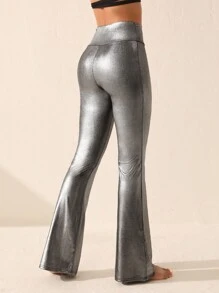 Easithlete 女寬腰喇叭袖運動褲 - 銀色 - 查看 2