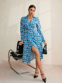 Aveloria Full Printed Long Sleeve Wrap Dress - Multicolor - View 1