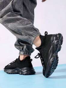 Zapatillas Deportivas Transpirables Y Deportivas Para Niños En Un Solo Color Para Correr - Negro - Ver 3