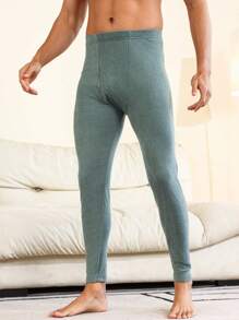Men'S Solid Color Warm Long Johns - Green - View 1