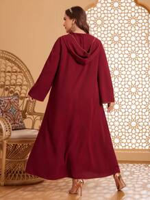 Al Najma 勃艮第红色女士加大码刺绣缺口领口阿拉伯服装 - 酒紅色 - 查看 2