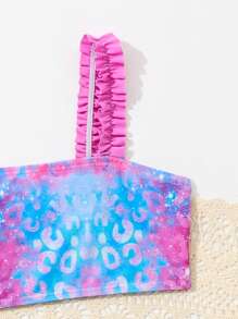 幼兒女童豹紋漸層比基尼泳衣套裝 - 彩色 - 查看 3