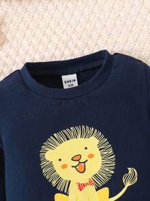 嬰兒男寶貝 緊身 獅子圖案居家服套裝,藍色,2件 - 彩色 - 查看 7