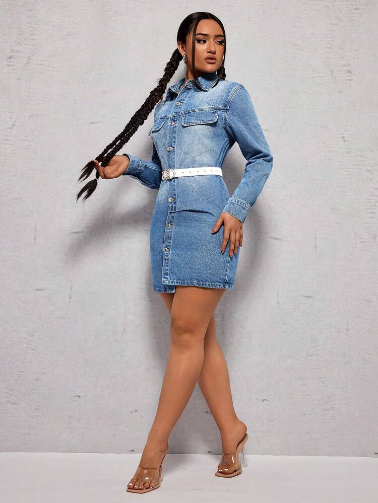 Asymmetrical Hem Denim Dress