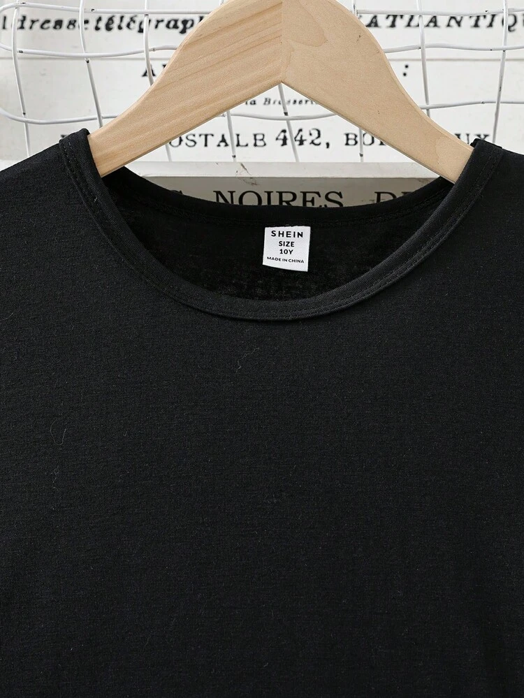 Tween Girl's Solid Color Long-Sleeved Top And Plaid Trousers Two-Piece Home Wear Set