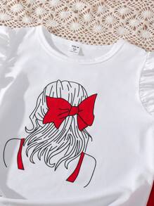 Teen Girls' Character Print Cap Sleeve Top And Solid Color Skirt Set