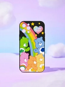 ROMWE X Care Bears Care Bea Rainbow Hand-Painted Black Phone Case Compatible With Iphone 12 13 14 Series And Other Smartphone Models - Multicolor - View 1