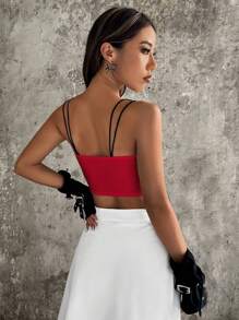 SHEIN ICON 中空背心上衣 - 紅色 - 查看 2