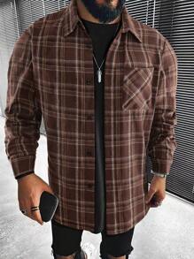 Manfinity Homme 男士格紋長袖襯衫 - 彩色 - 查看 1