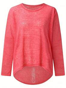 Tops De Hombro Descubierto Y Mangas Murciélago En Tallas Grandes - Rosa Fucsia - Ver 3