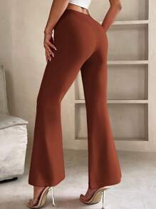 SHEIN VCAY Plus Size Elegant Flared Pants, Suitable For Vacation, Party, Gathering, Commute, Retro Style, Autumn/Winter