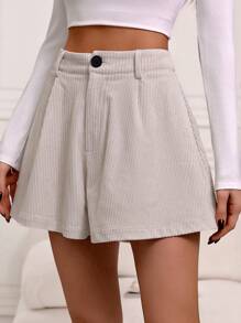 SHEIN Frenchy 女士寬腿短褲 - 杏色 - 查看 3